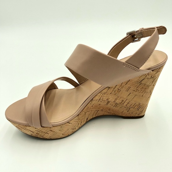 Franco Sarto Blush/Nude Wedge Heel Sandals Size 10 - Picture 4 of 13